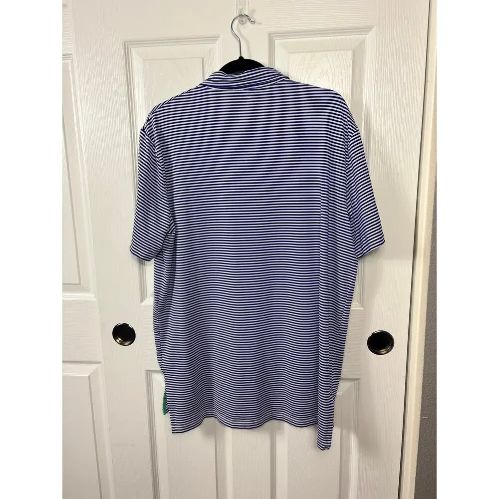 RLX Ralph Lauren Men's Golf Polo Blue & White Striped Shirt Size L